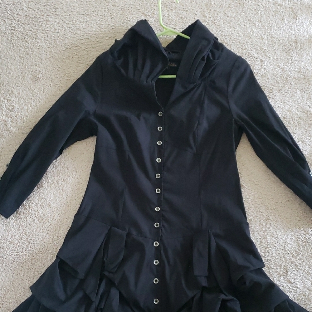 Gothic Black Women's Steampunk Coat-Dress